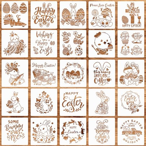 Ostern Schablonen,25 Stück Ostern Dekorationen Kunststoff Zeichnung Schablonen für Kunsthandwerk wiederverwendbar, Kunsthandwerk für Geschenk（20x20cm）