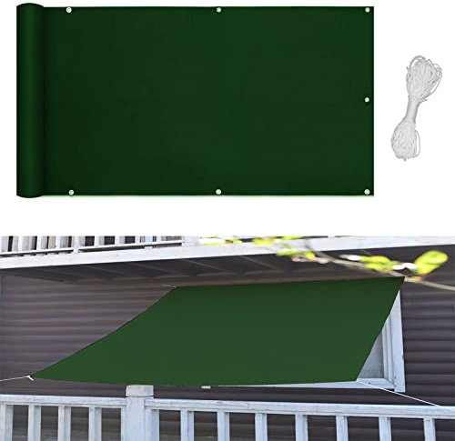 Tenda parasole in HDPE verde scuro con corda spessa, ideale per esterni, giardino, cortile, prato, piscina e ombra del cortile