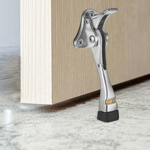 M METERXITY 2-Pack Door Stop 4 Aluminum, Silver Tone | Adjustable Floor Holding Hardware, for Bedroom, Bathroom, Living Room, Door Stopper