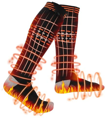 Groß Beheizbare Socken mit 5000mAh/5V Wiederaufladbare Batterie,Beheizte Socken für Damen Herren,3 Einstellbarer Temperatur bis zu 65°C Heizsocken Lange Lebensdauer Fußwärmer