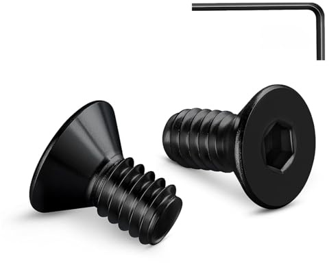 Zuyya 20 Stück Senkkopfschrauben M4 x 8 mm Innensechskant Antrieb Schwarze Schrauben Edelstahl A2 V2A Senkschrauben Vollgewinde mit Innensechskantschlussel