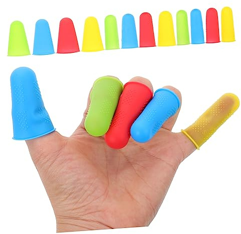 EXHUMKY De Dedos De Silicona Multifunción 12 Unidades Pequeños Anticortes Antideslizantes Reutilizables Para Uso Doméstico y Manualidades Colores Surtidos
