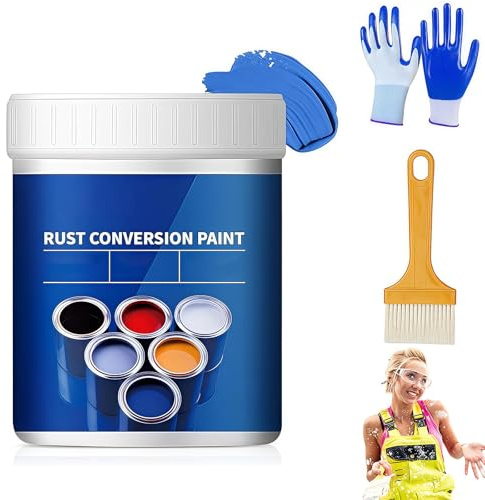 Weatherproof Rust Converter Paint for Metal,Water-Based Anti-Rust Paint,Metal Rusts Conversion Agent,Quick Drying Rusts Remover,Long-Lasting Prevention & Protection (Blue, 17.6 OZ)