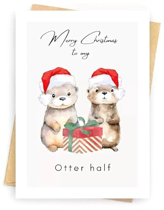 YingMengZhiGe Otter Weihnachtskarte,Lustige Weihnachtskarten für Freunde,Merry Christmas Card mit Umschlag,Weihnachtskarte Otter Design für Partner