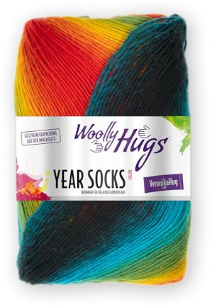 Woolly Hugs Year Socks 100 g – Sockenwolle/Dochtgarn mit Degradé-Farbverlauf, Perfekt für Double-Face Stricken, Strickgarn für Socken, Schals & Accessoires (17 | Regenbogen)