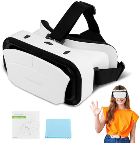 Virtual Reality Goggles, 3D VR Glasses Adjustable VR Headset with Wide Angle Lens for Movies Games, Anti-Blue Eyes Protected- Universal Virtual Reality Goggles Set for Beginners