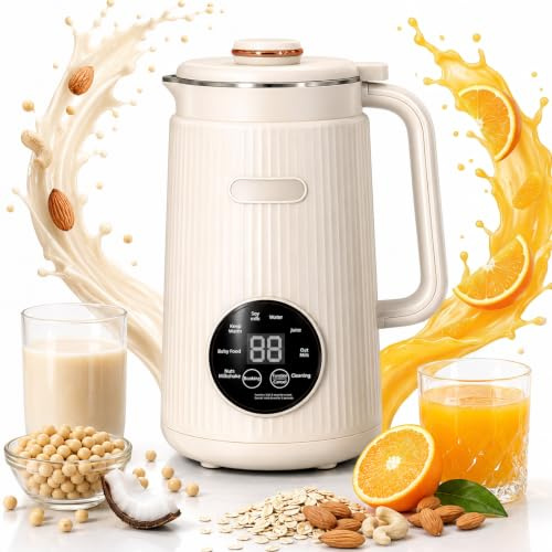 Nut Milk Maker, Automatic Almond Milk Machine for Homemade Plant-Based Milk, Oat, Soy, with 8H Keep Warm Function and Self Cleaning (1200ml)