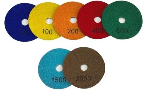 Dischi abrasivi flessibili a base di resina per superfici in pietra, confezione da 7 dischi abrasivi flessibili da 100 mm, compatibili con granito, marmo, vetro e piastrelle, grana 50#-3000#
