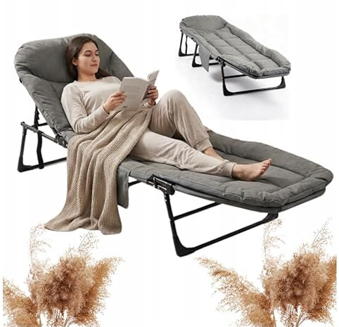 BDW Klappbett mit Kopfstütze und Kissen, Karpfenliege, Metall Pulverbeschichtet, 200x70x30 cm, Abriebfester Stoff, mit Handyhalterung