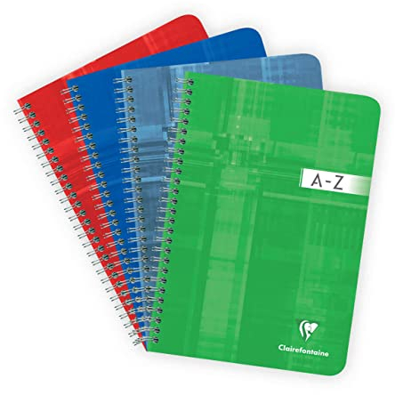 Clairefontaine 8549C - Vokabelheft / Adressbuch mit Spiralbindung DIN A5 14,8x21 cm, 90 Blatt, kariert, 90g, farbig sortiert, 1 Stück