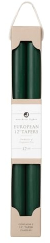 Northern Lights Candles - 12 2pk Tapers - Hunter Green - 72896