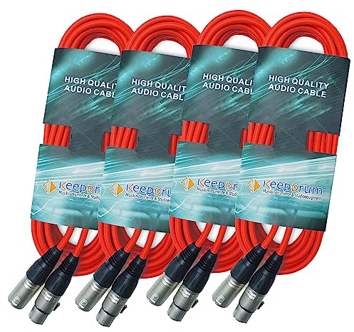 keepdrum Mikrofonkabel XLR 3-polig 10m Rot 4 Stück