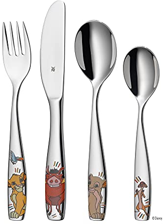WMF König der Löwen Kinderbesteck Set 4-teilig, Kinderbesteck Edelstahl, Besteck Kinder ab 3 Jahre, Cromargan poliert, spülmaschinengeeignet