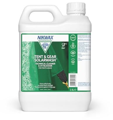 Nikwax TENT & GEAR SOLARWASH, TENT & GEAR SOLARPROOF, Tent Cleaner For Camping, Cleans and Protects Against UV Damage