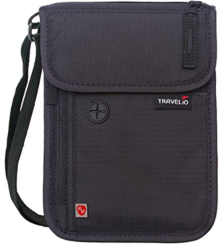 Reisepasshülle für Herren und Damen, RFID-blockierend, versteckt, Reise-Hals-Geldbörse, Stash Pouch