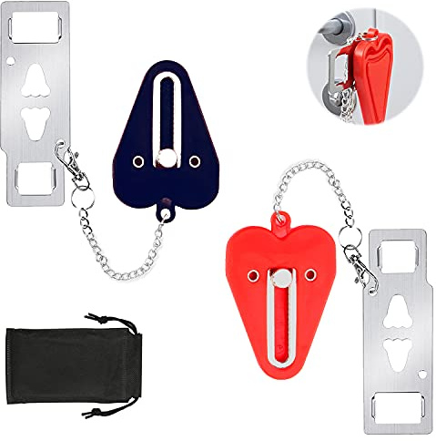 Portable Door Lock Home Security Door Locker Travel Locks for Additional Safety and Privacy Perfect for Apartment Hotel Home College 2 Pack