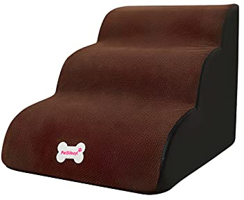 BOSERMEM Pet Stair, High Density Foam Dog Steps 3 Stufen Pet Climbing Stair Hunderampenleiter Für Hunde Katzen, Abnehmbare Waschbare rutschfeste Rampe Klettertreppe(Grau)