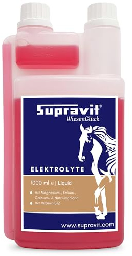 Supravit Elektrolyte Pferd Liquid 1L – flüssige Elektrolyte für Pferde | | Elektrolyte Pferde Ergänzungsfutter | Elektrolytmischung mit Mineralstoffen & Vitamin B12 | Dosierflasche