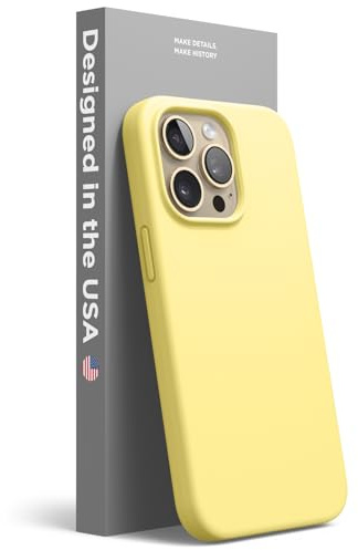 elago Silikon Hülle für iPhone 13 Pro | Premium-Silikon, kratzfest, Rundumschutz, weiches Mikrofaserfutter (Gelb)
