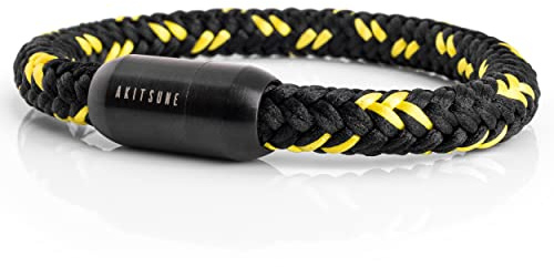 Akitsune Portus nautiskt reparmband | magnetisk kapsel stängning länk armband prydnadssak kvinnor ankare män maritim – svart, 21 cm, Nylon