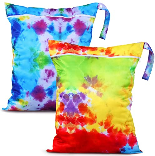 Shappy 2 Pack Wet Dry Bag Travel Laundry Waterproof,Tie Dye Style