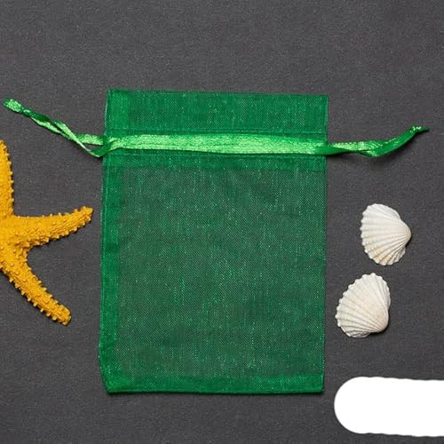 50 Stück Schokoladen-Geschenkbeutel, transparenter Chiffon, Kordelzug, Organzabeutel, Weihnachten, Neujahr, Valentinstag, Party, Pralinenschachtel, Grün, 9 x 12 cm