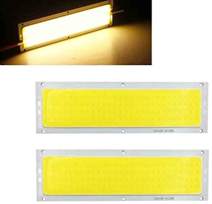 ShuoHui 2x COB LED Panel Lampe Strahler Spot Licht Warml Weiß 120x36mm 10W 12V (Warm Weiß)