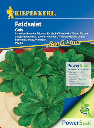 Kiepenkerl Feldsalat Gala PowerSaat - Gemüsesamen für ganzjährigen Anbau - Salat Wintergemüse Pflanzensamen Gartensaatgut für frischen Wintersalat - Schnellwachsende Feldsalat Samen winterhart