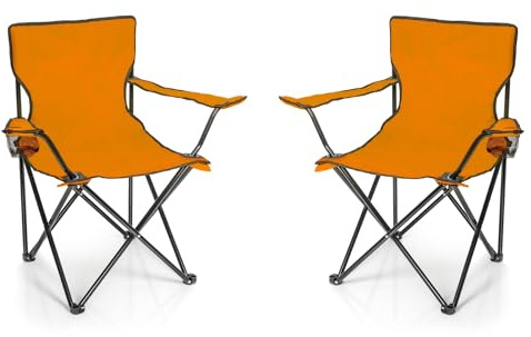 BigDean 2X Faltstuhl Campingstuhl Anglerstuhl mit Getränkehalter & Tragetasche - Anglersessel klappbar - Klappstuhl Gartenstuhl Faltstuhl Relaxsessel Angelsessel faltbar