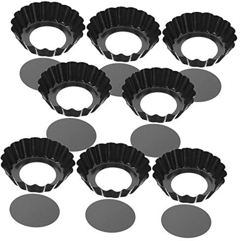 HAKIDZEL Stampi Per Crostate All'uovo Antiaderenti Con Fondo Rimovibile, Teglie Da Forno in Acciaio Carbonio, Set Da 8 Pezzi Da 3 Pollici, Per Preparazioni Domestiche e Feste