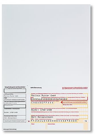 Litfax SEPA Überweisungsträger mit personalisiertem Überweisungsvordruck, 300 Stück – DIN A4 mit Quittungs-Talon, 1-fach ohne Durchschlag, Leicht zu trennen - Bankneutral in Deutschland