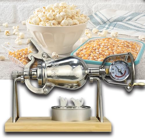 WTTTTW Kit de Machine à Pop-Corn Vintage à la Main de 230 ML, Petite Machine à Pop-Corn en Acier Inoxydable, autocuiseur à Pop-Corn, pour la décoration de la Maison