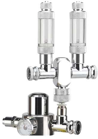 HEXEH CO2-Verteiler, Mehrweg-Splitter, Nadelventil, Aquarium, Edelstahl, 2-Wege-Magnetventil, Regler, Rückschlagventil, Blasenzähler