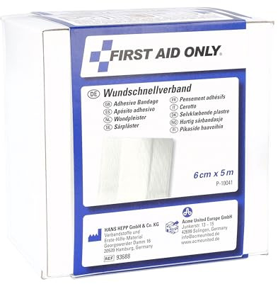 First Aid Only Rotolo di cerotti 5 metri x 6 cm | Cerotti al metro in pratica confezione dispenser | Cerotti per ferite tagliabili in confezione risparmio | Ipoallergenici | P-10041