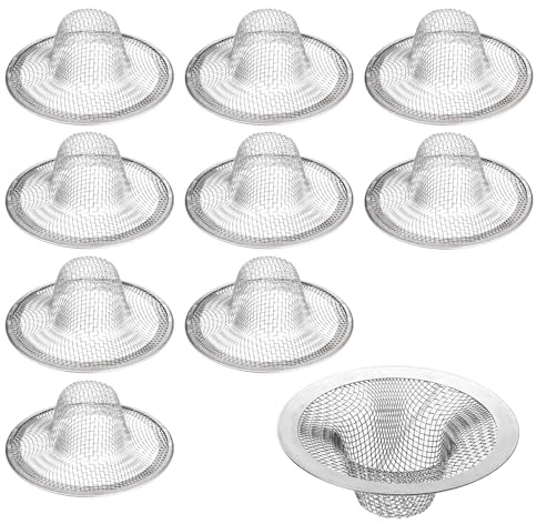 WJUAN 10x Edelstahl Haarsieb Waschbecken Abflusssieb (7 cm) - Rostfrei, Feinmaschig, Einfach zu Reinigen für Badewanne, Dusche & Küchenspüle
