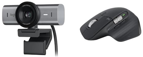 Logitech MX Brio Ultra HD 4K Collaboration and Streaming Webcam, 1080p at 60 FPS & MX Master 3S - Wireless Performance Mouse with Ultra-Fast Scrolling, Ergonomic, 8K DPI, Glass Tracking