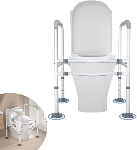 YRHome WC Aufstehhilfe Toilette Toilettenstützgestell Toiletten Aufstehhilfe für Senioren und Menschen Ohne Bohren Toilettenhocker Rutschfest 6-stufige Verstellbar 200 kg für Verschiedene Toiletten