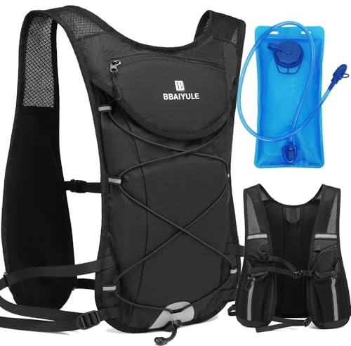 BBAIYULE® Trinkrucksack mit Trinkblase|Laufweste Damen und Herren|Laufrucksack Trinkrucksack Laufen|Fahrradrucksack Joggen Trailrunning Rucksack (mit 2L Trinkblase)