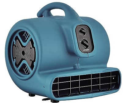 XPower Centrifugal Air Mover, Carpet Dryer, Floor Fan, Blower, Stackable, Daisy Chain, for Water Damage Restoration, Janitorial, Plumbing, Home Use (Blue, P-650T 2400CFM)