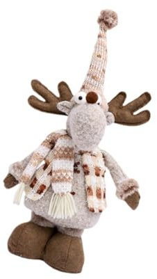LOVIVER Weihnachtsfigur, Heimdekoration, tragbar, dekorativ, stehend, ausgestopftes Puppenspielzeug, teleskopische Länge, Puppe für Fenster, Wohnung, Elch