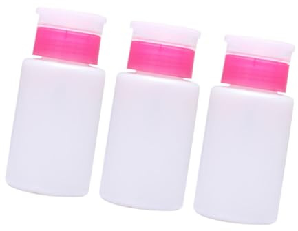 HONMEET 3stücke Pumpspender Für Nagellackentferner Verschließbare Kunststoffflasche Mit Druckplatte Geeignet Für Nagelentfernerflüssigkeit Weiß Rosa