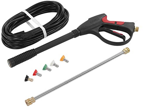 KLLJRFW Pistola per idropulitrice Pistola per idropulitrice ad alta potenza Idropulitrice per auto 4000PSI Pulitore elettrico portatile con bacchetta di estensione 5 punte ugelli