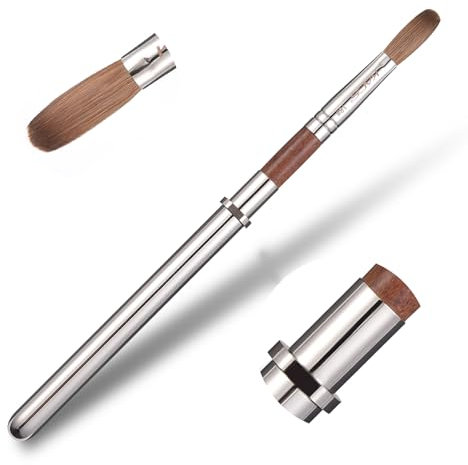 KADS Kolinsky Nail Art Pincel Kolinsky Cepillo de uñas de madera roja para polvo acrílico líquido Kolinsky cepillo acrílico con mango extraíble tamaño 2/4/6/8/10/12/14/16/18