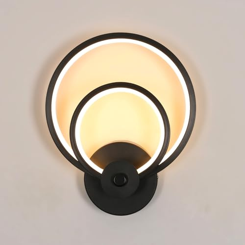 Pheashine LED Wandleuchte Rund 20W 3000K Warmweiß, Schwarz | Moderne Wandbeleuchtung für Schlafzimmer, Wohnzimmer und Flur mit gleichmäßigem Licht