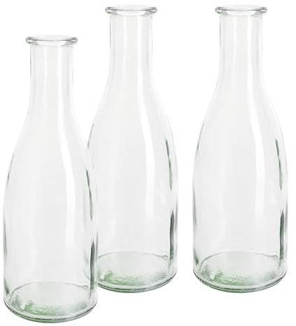 VBS Vases pour bouteilles, set de 3, H 18 cm, env. 300 ml, vases décoratifs pour fleurs, petits vases en verre, décoration de table, mariage, décoration de fête