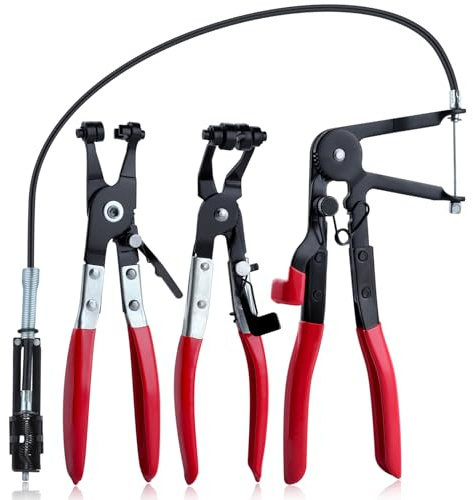 GOLD DEER 3 Pcs Hose Clamp Pliers Hose Clamp Tool Includes 24 Long Reach Wire Spring Hose Clamp Plier 45° Angled Spring Clamp Pliers Flat Band Hose Clamp Plier for Ring-Type or Flat-Band Hose Clamp