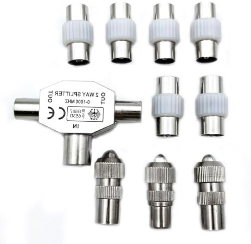 TV Aerial Splitter 2 Way Digital Signal Antenna Splitter 1 Female to 2 Male Cable TV Coax Splitter for Cable TV Antenna