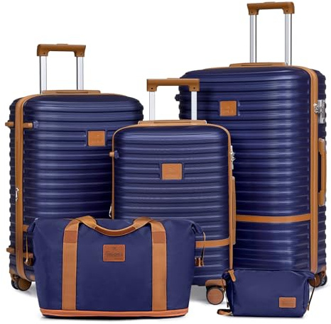 Joyway 5 Piezas Juego de Maletas, Set Trolley de Viaje, Rodillo de 360°, Cerradura TSA y Interior Compartimentado, Ligero Duradero Gran Espacio Incluidas 1 Bandolera y 1 Bolsa