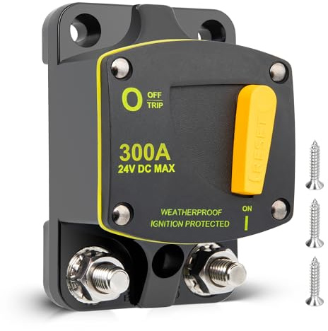 RED WOLF 300A Circuit Breaker Switch Manual Reset DC 12-24V, 5/16-M8 Stud for Car Audio RV Marine Boat Truck Trolling Motors Stereo Audio Electronic Battery Solar System