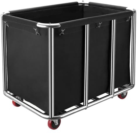 Wäschewagen, Edelstahl Wäschesortierwagen Kommerzieller, Groß Kommerziell | Edelstahl Wäschewagen mit Rollen, Wäschesortier mit Rollen Klappbar Wäschekorbwagen für Home Hotel, 90*65*80 cm